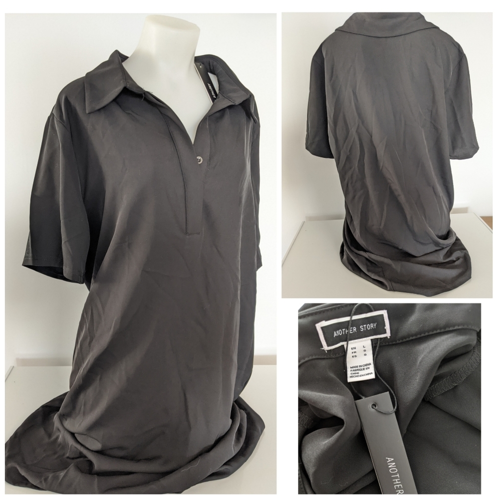 🆕 Oversize Collar Midi Black Dress Sz L